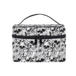 Goth Skull Makeup Bag, Gothic Skull Flowers Makeup Organizer Bags Toiletry Bag Box Travel Cosmetic Bag Make Up Train Case for Women Teen Girl Ladies