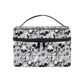 Goth Skull Makeup Bag, Gothic Skull Flowers Makeup Organizer Bags Toiletry Bag Box Travel Cosmetic Bag Make Up Train Case for Women Teen Girl Ladies