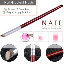 AKOAK 1 Pack Manicure Gradient Faint Pen Poke Pen Redwood Bar Oblique Pen Brush Nail Gel DIY Nail Art Tool Accessories