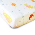 Milky Chic Fitted Baby Crib Sheet, Breathable 100% Organic Cotton Mattress Topper Sheet for Boys and Girls, Fits Standard Size Mattresses, 52x28x9 inches (Space Colorful)