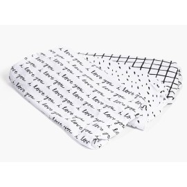 NODNAL CO. 3 Fitted Bassinet Sheets Black/White Set for Baby Girl/Boy - 100% OEKO-TEX Cotton - Gender Neutral I Love You, Plaid & Raindrop - Cradle/Moses Basket Hourglass Oval Rectangle Mattress Sheet