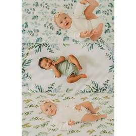NODNAL CO. 3 Fitted Crib Sheets Leafy Set - 100% OEKO-TEX Cotton Baby Girl/Boy Nursery Bedding - Gender Neutral Leaves, Greenery, Floral Eucalyptus Standard Baby Toddler Crib Mattress 28x52x9 Sheet