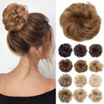 Benehair Messy Bun Hair Piece Scrunchy Updo Hair Pieces for Women Fluffy Wavy Hair Bun Scrunchies Donut Hairpiece Synthetic Chignons with Elastic Rubber Band Coffee Brown 1pc 25g