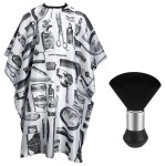 FEBSNOW Professional Hair Cutting Cape with Neck Duster Brush, Salon Barber Cape, Hair Cutting Accessories (White Floral Print)