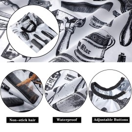 FEBSNOW Professional Hair Cutting Cape with Neck Duster Brush, Salon Barber Cape, Hair Cutting Accessories (White Floral Print)