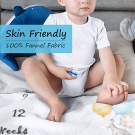 InnoBeta Baby Monthly Milestone Blanket, Flannel Plush Newborn Infant Photo Blanket, for Pictures Photography for Newborn Boys & Girls New Mom Gifts Twins Elephant (White, 39x 59)