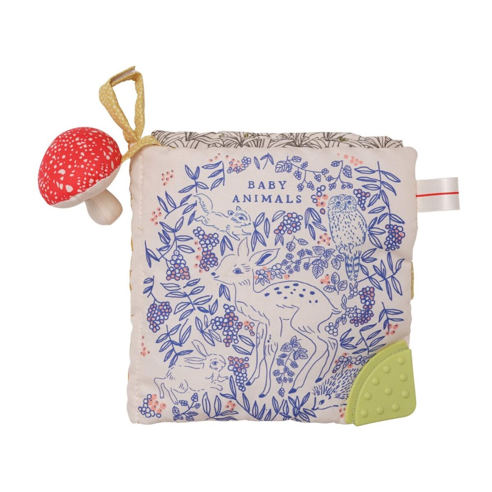 Manhattan Toy Deer One Soft Activity Crinkle Book & Fold Out Pat Mat for Baby, Toddler with Squeaker, Discovery Mirror and Teether