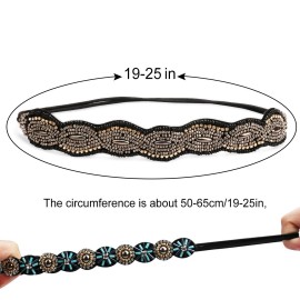 Amcami 5 Pieces Rhinestone Elastic Headbands Handmade Crystal Beaded Hairbands Vintage Jewelry Hair Accessories Party and Daily Headwear Amcami 5 Pieces Rhinestone Elastic Headbands Handmade Crystal Beaded Hairbands Vintage Jewelry Hair Accessories Party and Daily Headwear