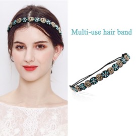 Amcami 5 Pieces Rhinestone Elastic Headbands Handmade Crystal Beaded Hairbands Vintage Jewelry Hair Accessories Party and Daily Headwear Amcami 5 Pieces Rhinestone Elastic Headbands Handmade Crystal Beaded Hairbands Vintage Jewelry Hair Accessories Party and Daily Headwear