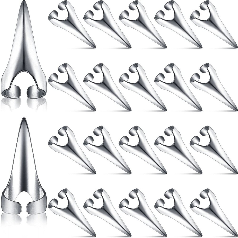 Hicarer 20 Pcs Adjustable Hair Parting and Selecting Tool Metal Hair Sectioning Ring Vintage Nails Metal for Braiding Halloween Cosplay Ring Sectioning Installation Extension(Silver)