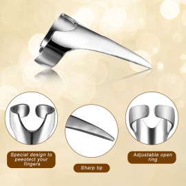 Hicarer 20 Pcs Adjustable Hair Parting and Selecting Tool Metal Hair Sectioning Ring Vintage Nails Metal for Braiding Halloween Cosplay Ring Sectioning Installation Extension(Silver)