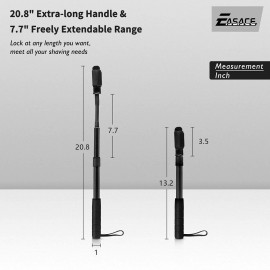 EASACE Razor Extension Shaver Handle with Adjustable Length for Leg, Body Shaver Handle Groomer, Hair Brush Handle for Wet or Dry Brushing, Multiple Functions Razor Shaver for Body(Black)