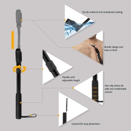 EASACE Razor Extension Shaver Handle with Adjustable Length for Leg, Body Shaver Handle Groomer, Hair Brush Handle for Wet or Dry Brushing, Multiple Functions Razor Shaver for Body(Black)