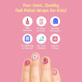 Bongbong Friends Nail Wraps for Kids, Non-Toxic Premium Nail Stickers for Kids, Self-Adhesive, Long-Lasting Nail Art for Girls, Includes Nail File, 2 Pack60 Count (3-7 yo, Pretty Pack)