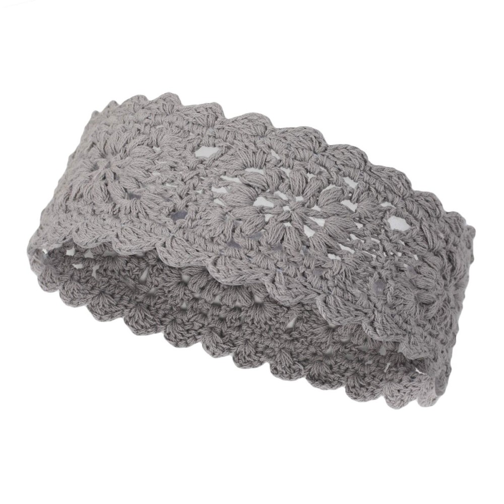 ZLYC Women Headband Handmade Crochet Knit Boho Flower Hair Bands (Crochet Gray)