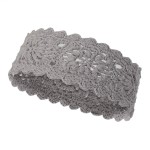 ZLYC Women Headband Handmade Crochet Knit Boho Flower Hair Bands (Crochet Gray)