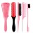 5 Pcs Detangling Brush Set - Cushion Nylon Bristles, Dual Edge, Teasing, and Styling Comb (Pink)