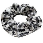 Infinity Collection Runner Scrunchie, Track and Field Hair Accessories, No Crease Premium Velvet Elastics, Gift for Women Runners (White, Black, 1 Count)