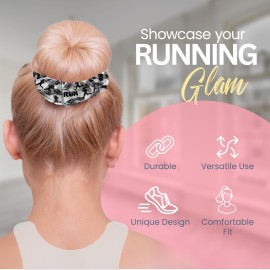 Infinity Collection Runner Scrunchie, Track and Field Hair Accessories, No Crease Premium Velvet Elastics, Gift for Women Runners (White, Black, 1 Count)