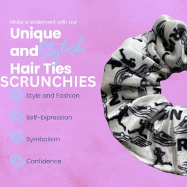 Infinity Collection Runner Scrunchie, Track and Field Hair Accessories, No Crease Premium Velvet Elastics, Gift for Women Runners (White, Black, 1 Count)