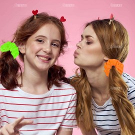 AUEAR, 8 Pack Neon Scrunchies, 80s Hair Accessories Bright Colors Scrunchy Premium Elastic ties Ponytail Bands for Women 90s Party Outfits Workout Costumes