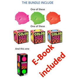 Nee-Doh Stress Balls, The Complete Bundle! One of Each- Teenie, Color Change and Cool Cats in Vibrant Colors. Bonus E-Book Included.