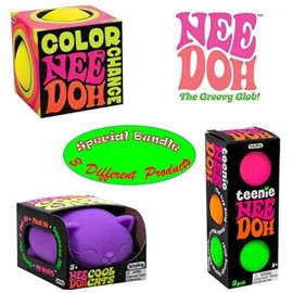 Nee-Doh Stress Balls, The Complete Bundle! One of Each- Teenie, Color Change and Cool Cats in Vibrant Colors. Bonus E-Book Included.