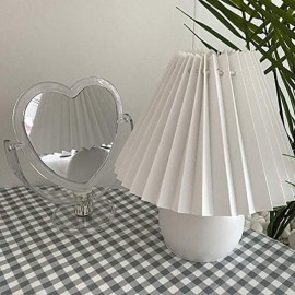 1Pc Acrylic Double Side Makeup Mirror Cute Heart Shaped Cosmetic Mirror, Transparent Base Home Bedroom Desktop Make Up Mirror (Red)