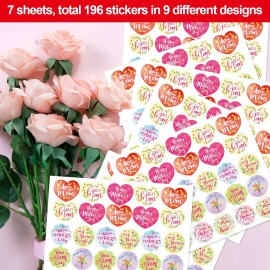 Happy Mother\'s Day Stickers for Mother\'s Day Wrap Box Decorations Party Favors196pcs
