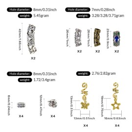 Aosome 24 PCS Silver Metal Hair Tube Beads & Coils DIY Jewelry Accessories