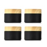 4 Pack 30 Gram Black Frosted Glass Cream Jar,Empty Sample Makeup Cosmetics Container Jar Pot With Seal Inner Liner for Face Cream,Lotion,Eye Shadow-FREE 4 Plastic Pick Stick