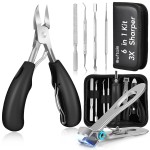 Toenail Clippers for Seniors Thick Toenail, Podiatrist Toe Nail Clipper Kits for Adult, Men, Women, Super Sharp Curved Blade Large Nail Tools, at Home Ingrown Toenail Remove Kit, 6 Pieces