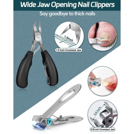 Toenail Clippers for Seniors Thick Toenail, Podiatrist Toe Nail Clipper Kits for Adult, Men, Women, Super Sharp Curved Blade Large Nail Tools, at Home Ingrown Toenail Remove Kit, 6 Pieces