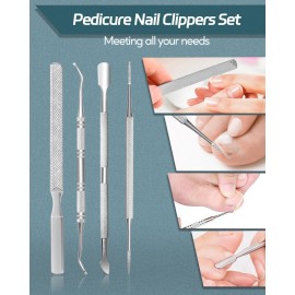 Toenail Clippers for Seniors Thick Toenail, Podiatrist Toe Nail Clipper Kits for Adult, Men, Women, Super Sharp Curved Blade Large Nail Tools, at Home Ingrown Toenail Remove Kit, 6 Pieces