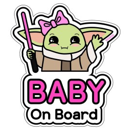 GEEKBEAR Baby on Board Car Sticker - Character Design, Reflective, Weather-Resistant (04. Cute Alien Girl)