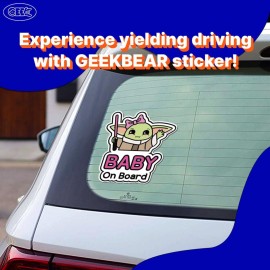 GEEKBEAR Baby on Board Car Sticker - Character Design, Reflective, Weather-Resistant (04. Cute Alien Girl)