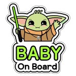 GEEKBEAR Baby on Board Car Sticker - Character Design, Reflective, Weather-Resistant (03. Cute Alien Boy)