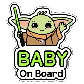GEEKBEAR Baby on Board Car Sticker - Character Design, Reflective, Weather-Resistant (03. Cute Alien Boy)