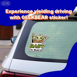 GEEKBEAR Baby on Board Car Sticker - Character Design, Reflective, Weather-Resistant (03. Cute Alien Boy)