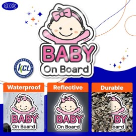 GEEKBEAR Baby on Board Car Sticker - Character Design, Reflective, Weather-Resistant (03. Cute Alien Boy)
