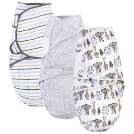 Hudson Baby Unisex Baby Quilted Cotton Swaddle Wrap 3pk, Royal Safari, 0-3 Months