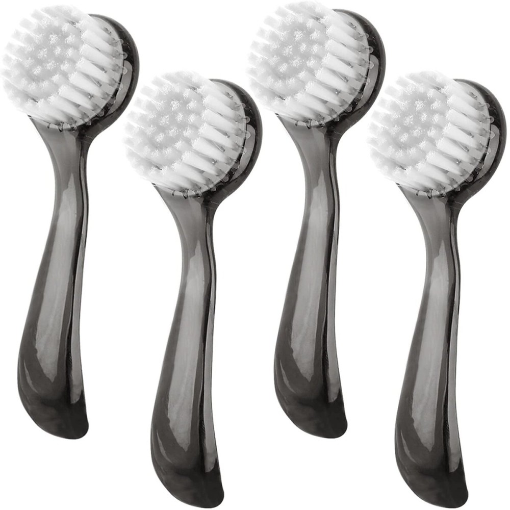 Beomeen Facial Cleansing Brush 4 PCS, Facial Exfoliating Brush Face Wash Scrub Exfoliator Brush for Makeup Skincare Removal (Transparent Black)