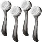 Beomeen Facial Cleansing Brush 4 PCS, Facial Exfoliating Brush Face Wash Scrub Exfoliator Brush for Makeup Skincare Removal (Transparent Black)