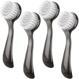 Beomeen Facial Cleansing Brush 4 PCS, Facial Exfoliating Brush Face Wash Scrub Exfoliator Brush for Makeup Skincare Removal (Transparent Black)