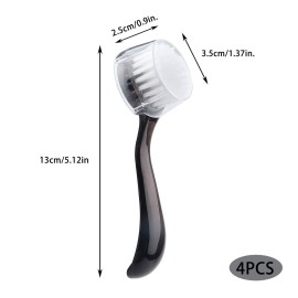 Beomeen Facial Cleansing Brush 4 PCS, Facial Exfoliating Brush Face Wash Scrub Exfoliator Brush for Makeup Skincare Removal (Transparent Black)
