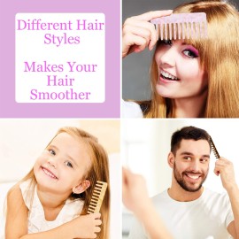 Geiserailie 3 Pcs Large Hair Detangling Comb Tortoise Wide Tooth Anti Static Pocket No Handle Detangler Comb for Long Short Thick Curly Straight Wet Dry Hair