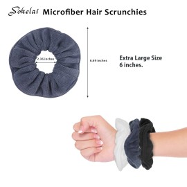Hair Drying Towel Scrunchies - Terry Cloth Scrunchie Large Microfiber Hair Ties for Frizz Free Women Girls Thick Fuzzy Scrunchy Bobbles Hair Bands Ropes Ponytail Holder Wet Hair Accessories