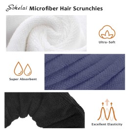 Hair Drying Towel Scrunchies - Terry Cloth Scrunchie Large Microfiber Hair Ties for Frizz Free Women Girls Thick Fuzzy Scrunchy Bobbles Hair Bands Ropes Ponytail Holder Wet Hair Accessories