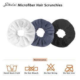 Hair Drying Towel Scrunchies - Terry Cloth Scrunchie Large Microfiber Hair Ties for Frizz Free Women Girls Thick Fuzzy Scrunchy Bobbles Hair Bands Ropes Ponytail Holder Wet Hair Accessories