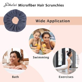 Hair Drying Towel Scrunchies - Terry Cloth Scrunchie Large Microfiber Hair Ties for Frizz Free Women Girls Thick Fuzzy Scrunchy Bobbles Hair Bands Ropes Ponytail Holder Wet Hair Accessories